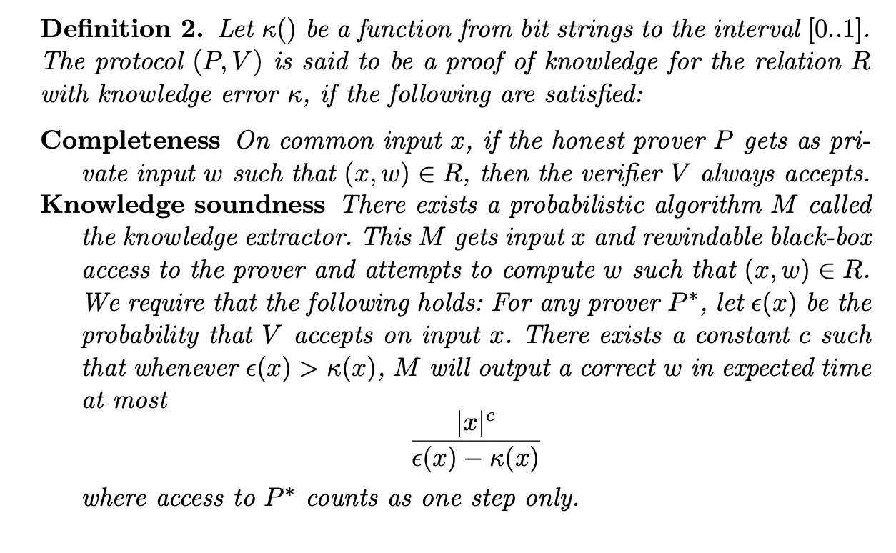 Definition of knowledge soundness from Damgård’s lecture notes on Sigma protocols.