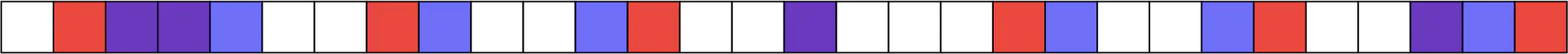 Figure 2: Samples of a codeword in interactive FRIDA. Red squares denote samples which only the first light node has, while blue denotes samples that only the second light node has. Purple squares denote samples that are in common between the nodes.